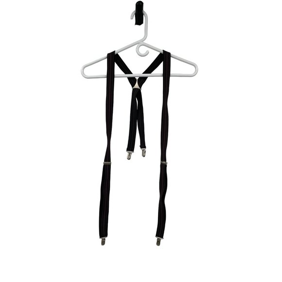 Pelican Other - Vintage Pelican Suspenders Used Striped Black Burgundy Gray Clip On BBB